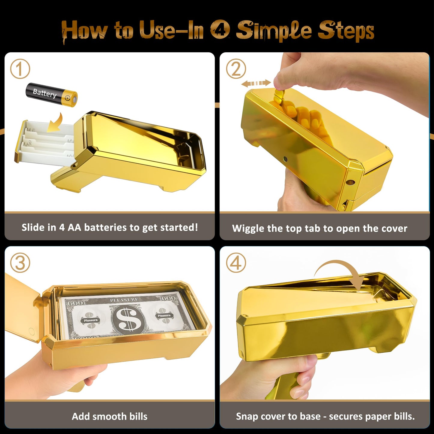 RUVINCE Money Gun Shooter – Real-Looking Rain Prop for Movies, Parties, and Games