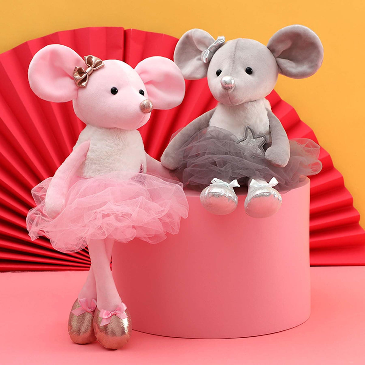 Ruzucoda Plush Mouse Ballet Doll - 15.5-inch Pink Ballerina Gift for Girls