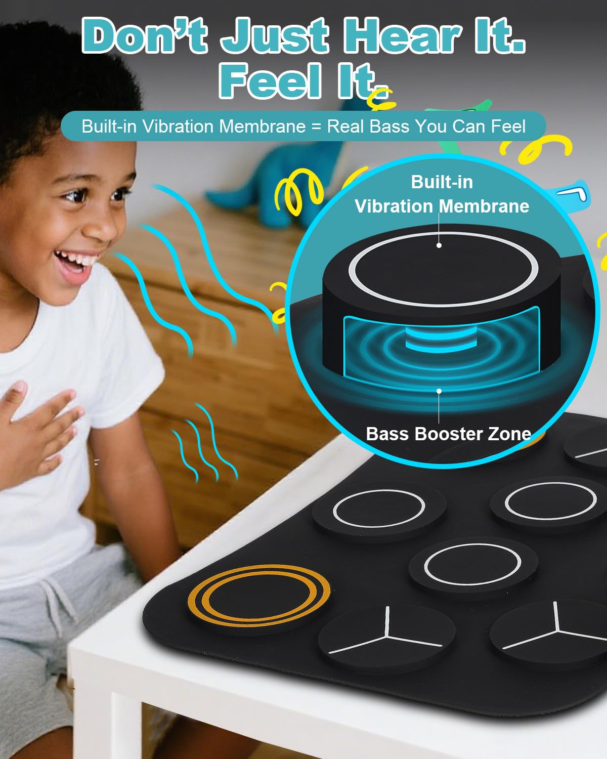 RVONE Electric Drum Set for Kids – 9 Pads, 3W Speakers, LCD Screen