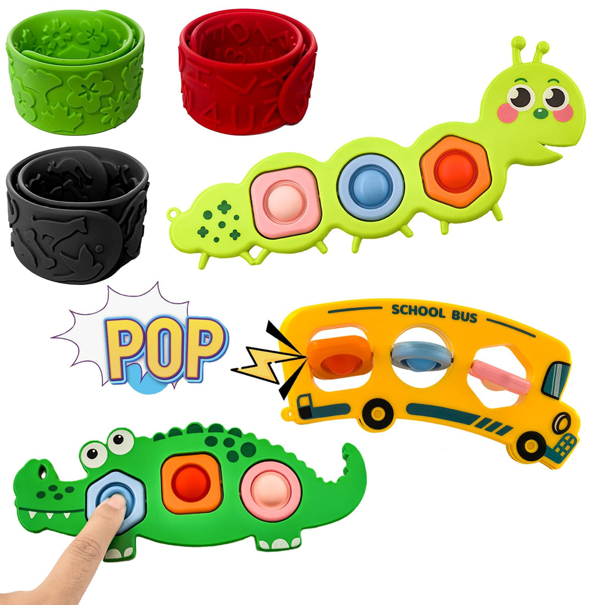 RVRHLMI 6pc Fidget Popper Toys for Kids – Sensory Push & Pop Set (Christmas Stocking Stuffer)