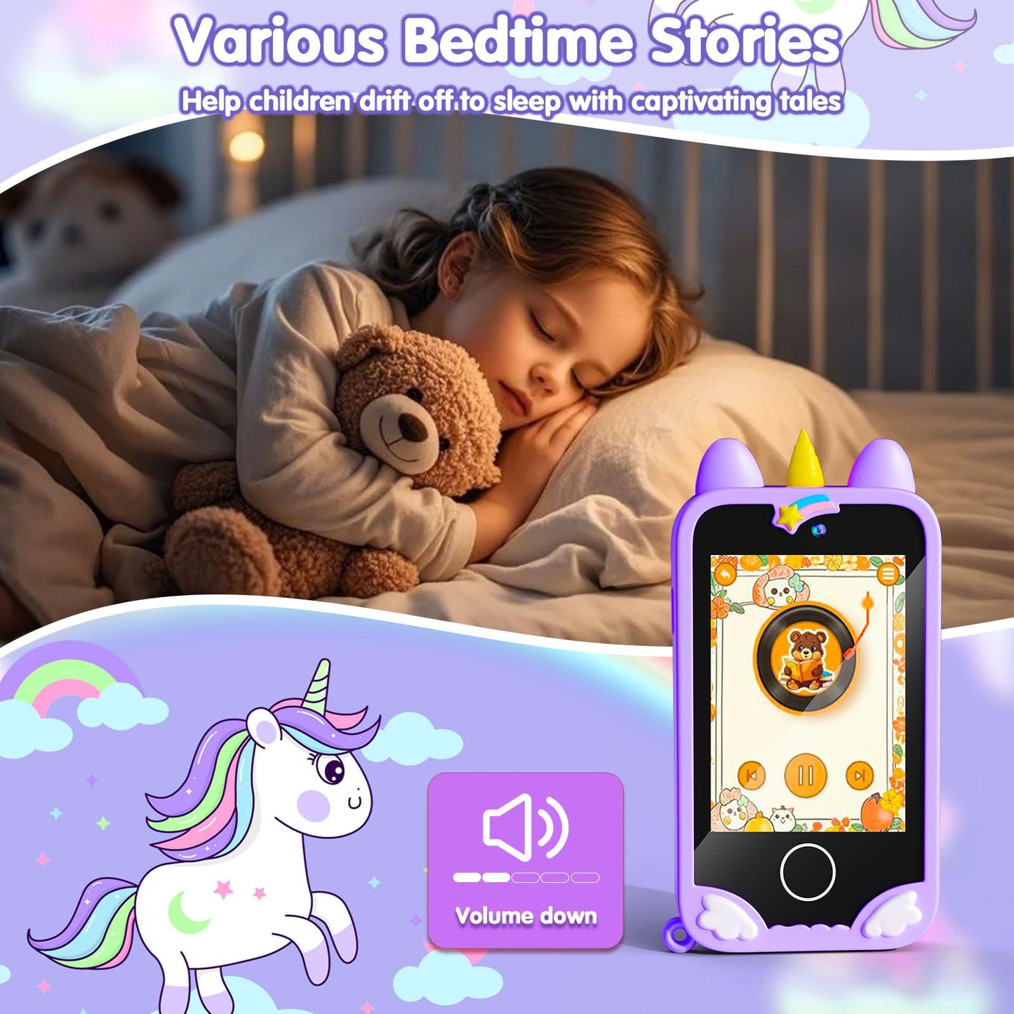 Rvwsx Kids Phone - 2.8-inch Touchscreen Toddler Smartphone with Dual Cameras & 32GB