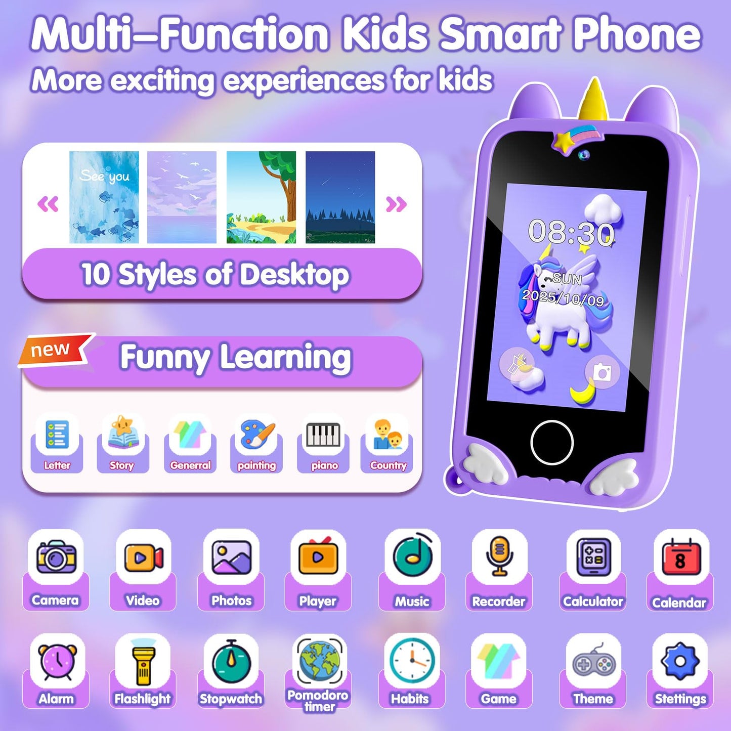 Rvwsx Kids Phone - 2.8-inch Touchscreen Toddler Smartphone with Dual Cameras & 32GB
