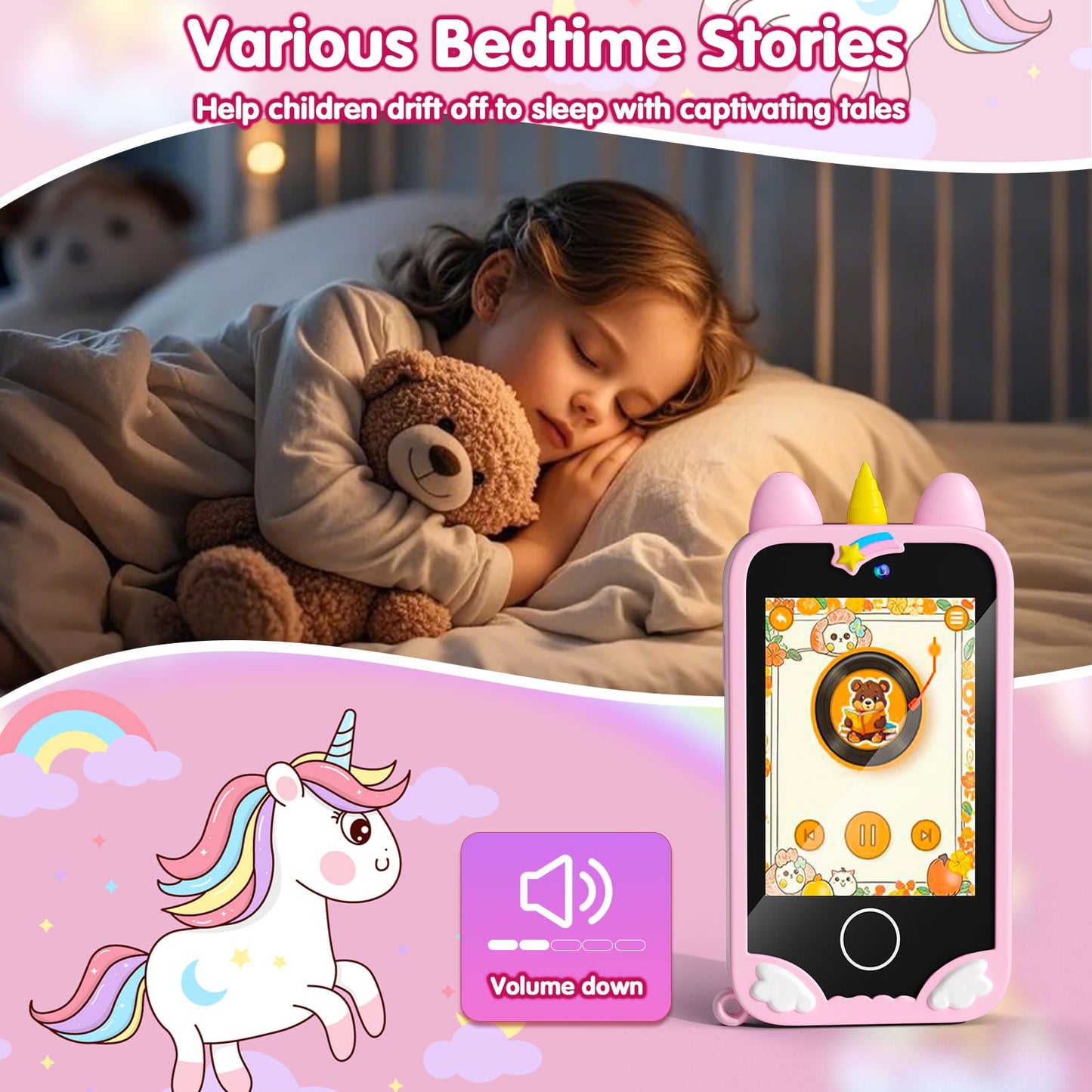 Rvwsx Kids Phone - 2.8-inch Touchscreen with Dual Cameras, 32GB Gift for Girls 3-10
