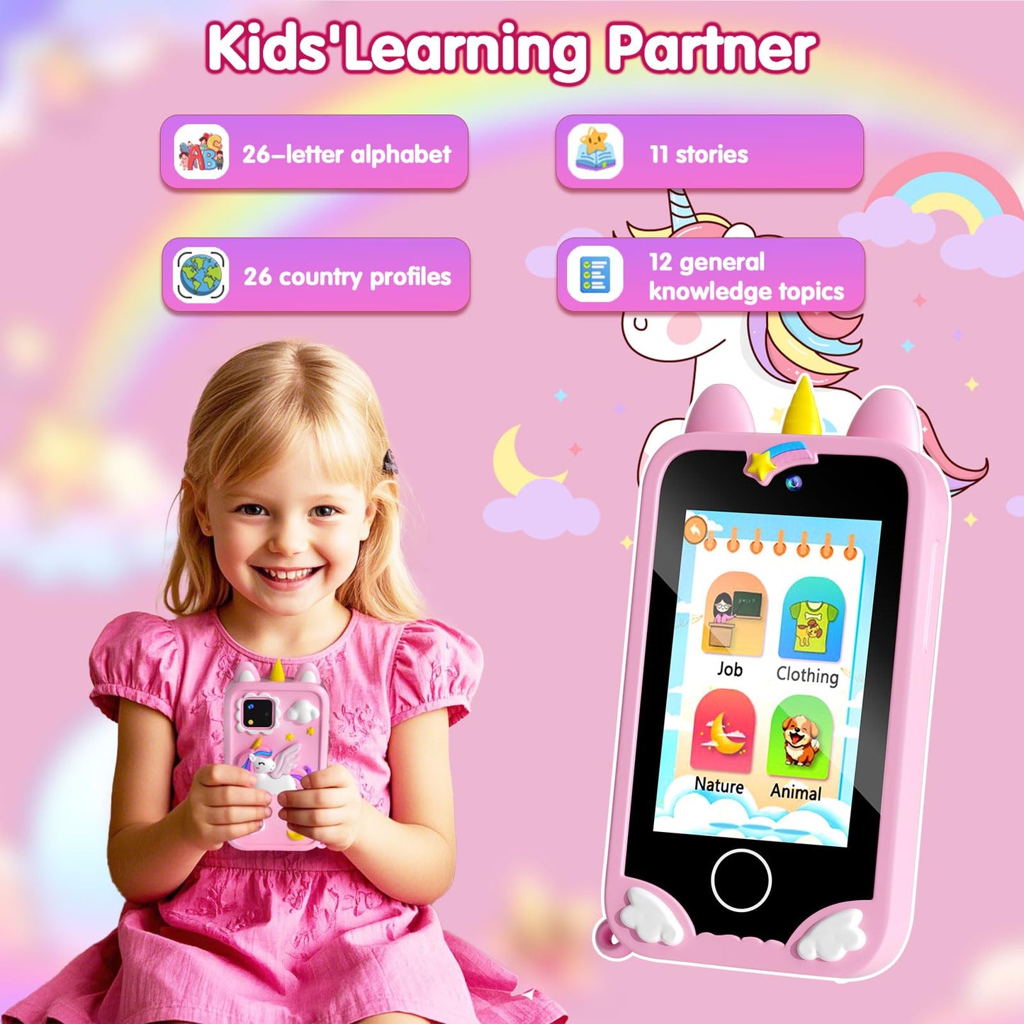 Rvwsx Kids Phone - 2.8-inch Touchscreen with Dual Cameras, 32GB Gift for Girls 3-10