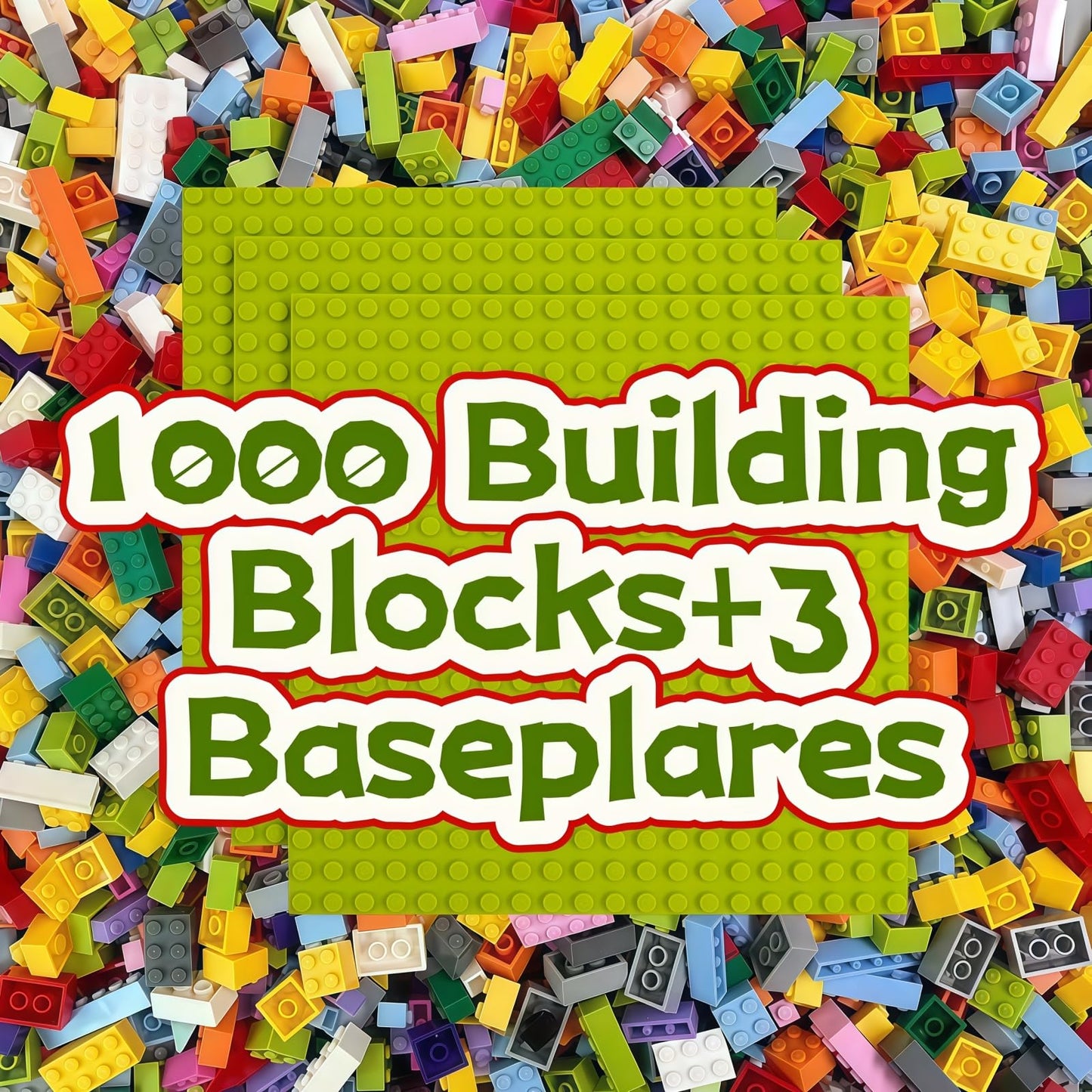 RWDTER 1000 Pieces Bulk Building Bricks – 3 Base Plates – Compatible with LEGO & Major Brands – Classic Mixed Brick Pack (Ages 6+)