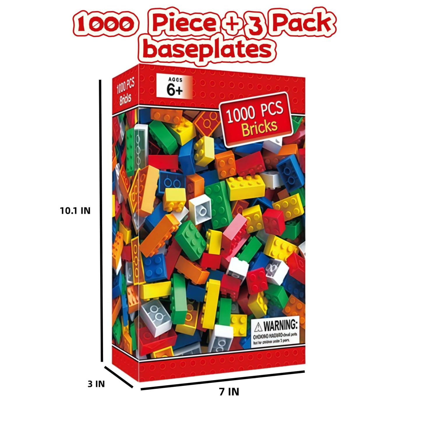RWDTER 1000 Pieces Bulk Building Bricks – 3 Base Plates – Compatible with LEGO & Major Brands – Classic Mixed Brick Pack (Ages 6+)