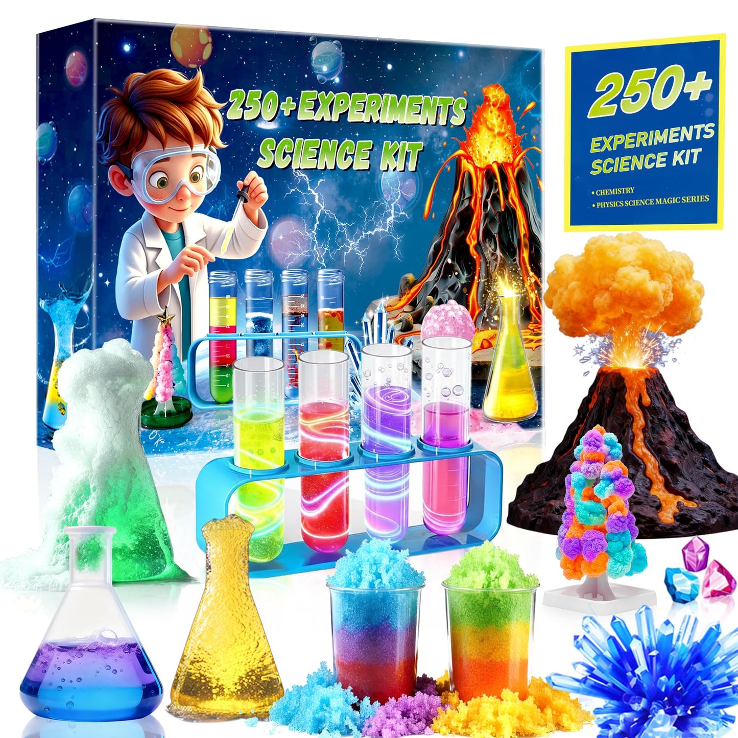Rxeody 250+ Experiments Science Kit for Kids | STEM Activities with Volcano, Crystal Tree & More