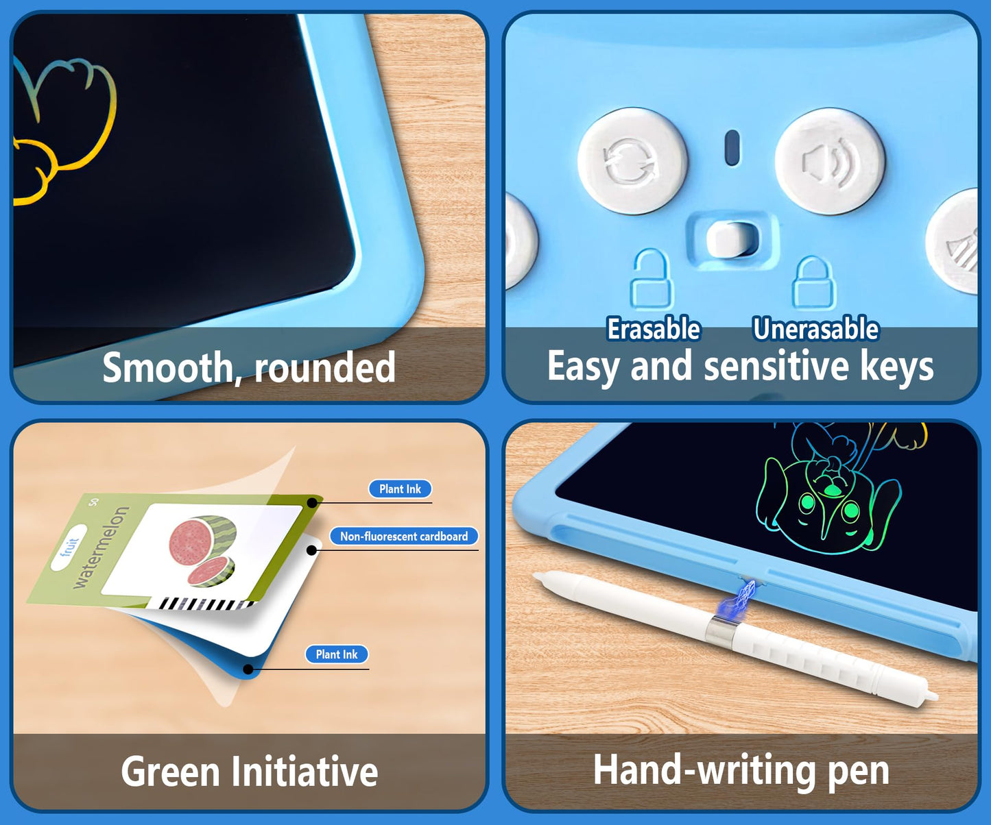 Rylai Toddler Talking Flash Cards – 510 Sight Words with Drawing Tablet, Sensory Learning Toy for Kids 2–6 (Blue)