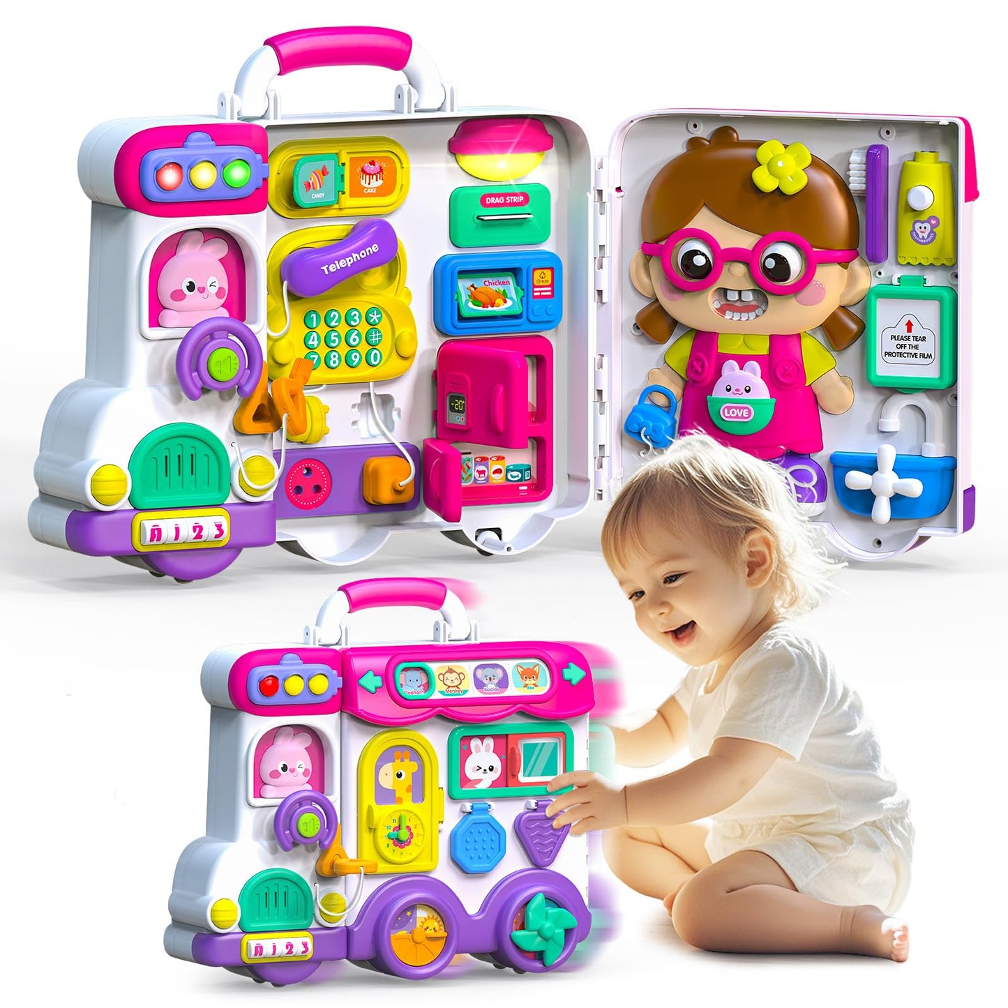 Ryotagift Baby Busy Board — 54-in-1 Educational Toy for 1-3 Year Olds