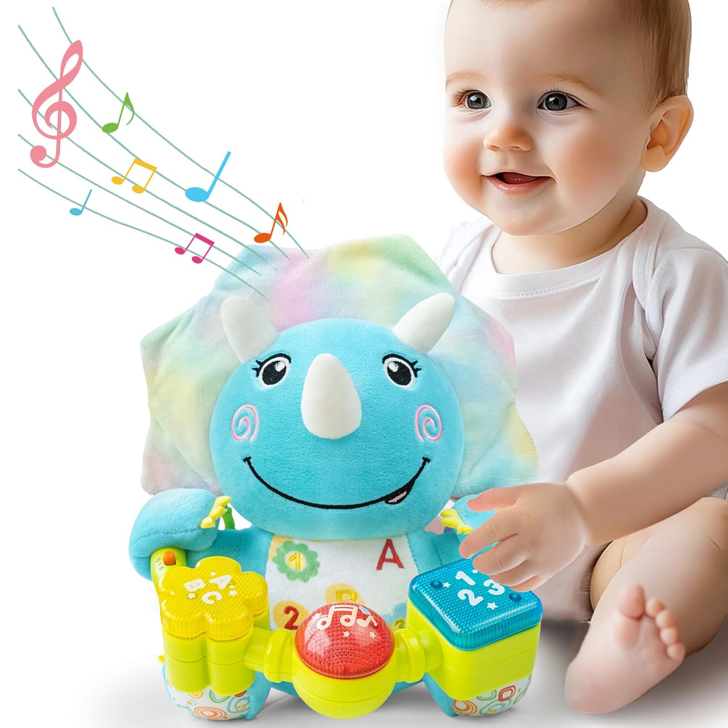 Ryotagift Bilingual Musical Elephant Toy – 7-in-1 Lights, Music, Letters & Numbers for 0-18 Months