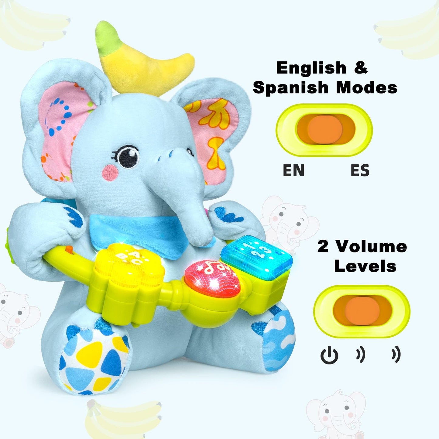 Ryotagift Baby Bilingual Musical Elephant Toy – Light-Up Music, Tummy Time & 0–18 Months
