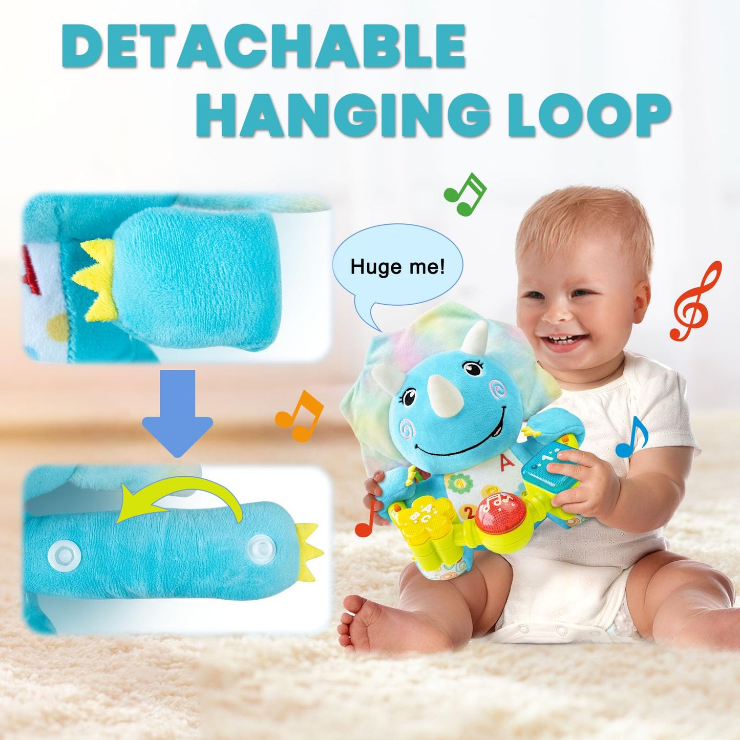 Ryotagift Bilingual Musical Elephant Toy – 7-in-1 Lights, Music, Letters & Numbers for 0-18 Months