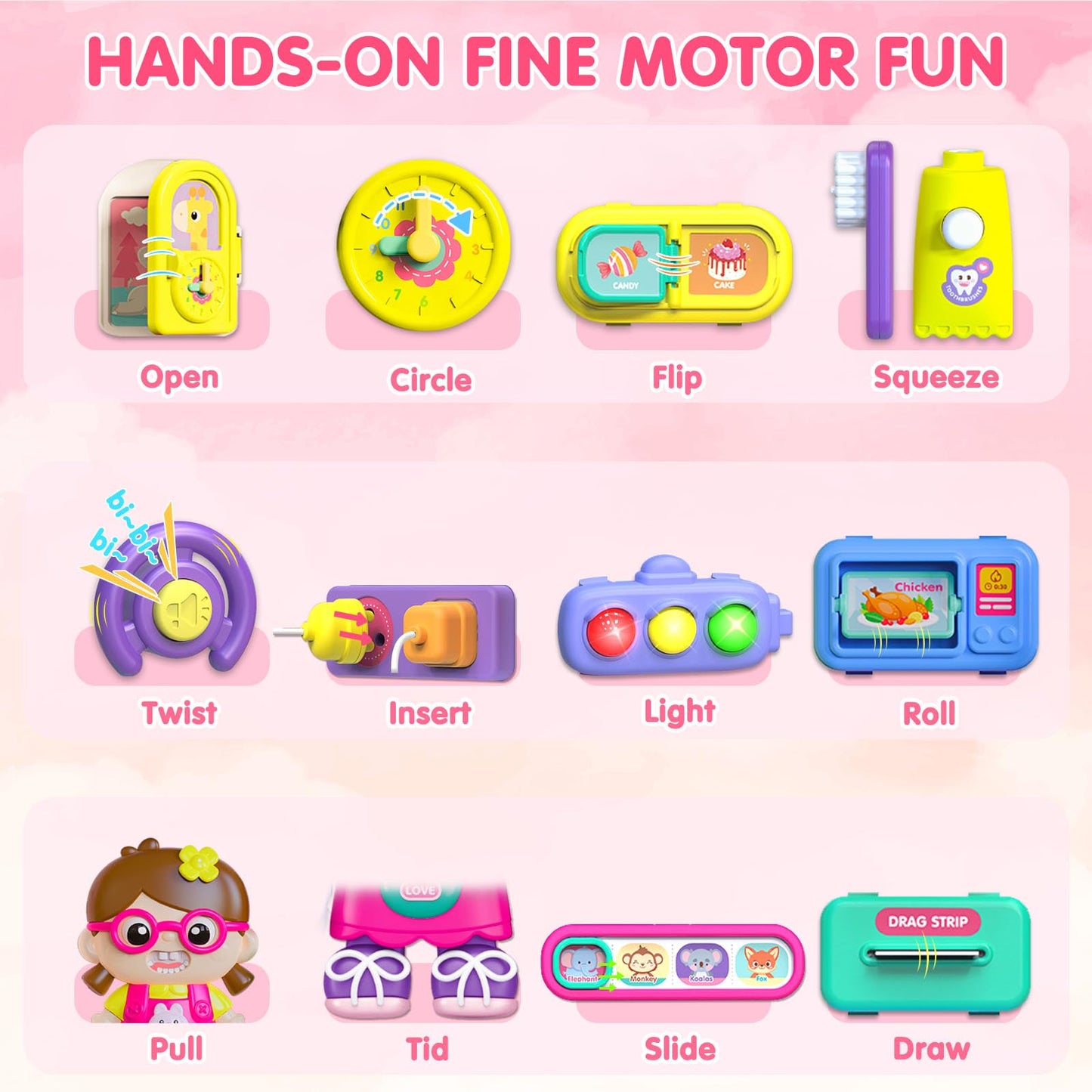 Ryotagift Baby Busy Board — 54-in-1 Educational Toy for 1-3 Year Olds
