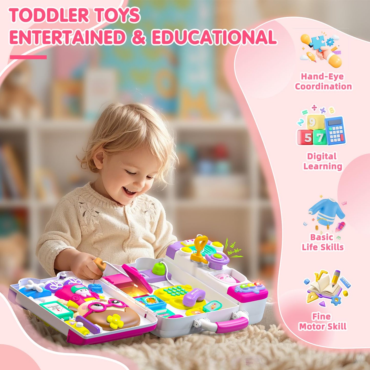 Ryotagift Baby Busy Board — 54-in-1 Educational Toy for 1-3 Year Olds