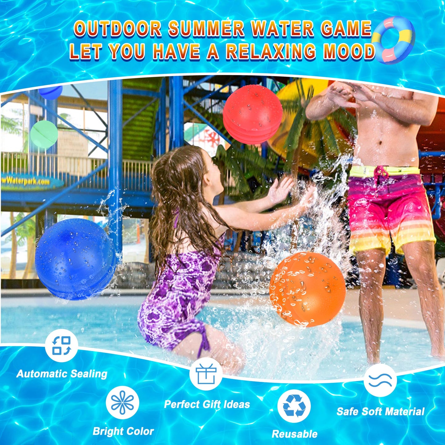 RYTABEE 30PCS Reusable Water Balloons – Self-Sealing Silicone Water Bombs for Kids & Adults