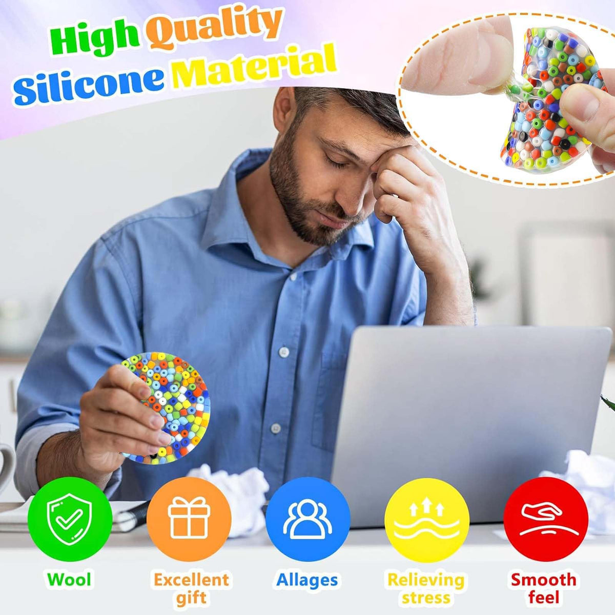 rytopt 3Pcs Skin Picking Fidget Toys – Picking Pad & DIY Bracelet (6cm/2.93in) | Adults, Stocking Stuffers