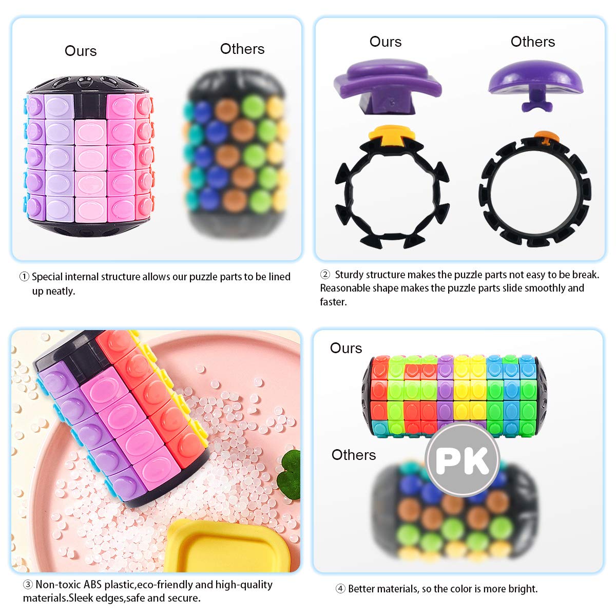 R.Y.TOYS Rotate & Slide Puzzle – 3- & 5-Layer Fidget Cube (8-Color Pieces)