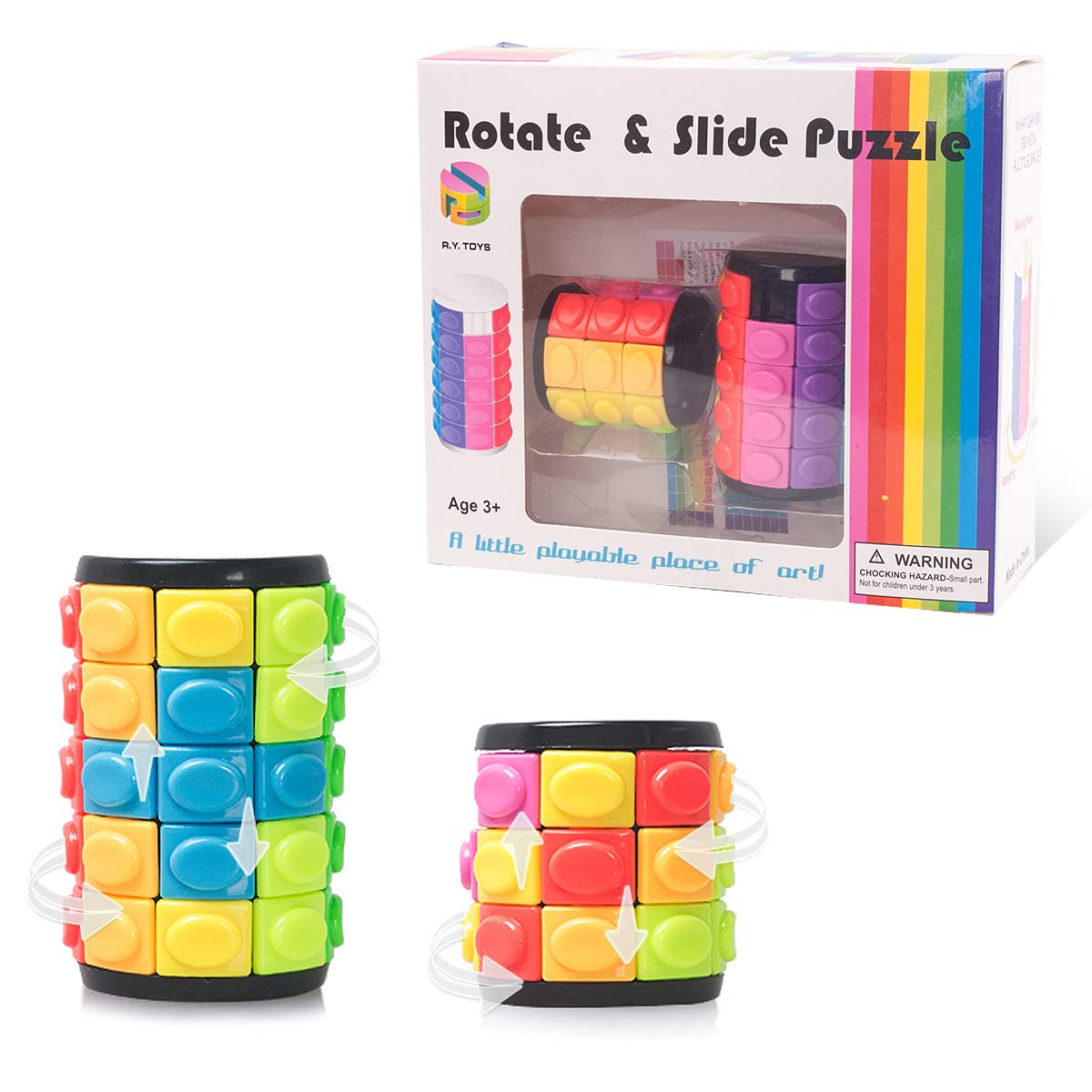 R.Y.TOYS Rotate & Slide Puzzle – 3- & 5-Layer Fidget Cube (8-Color Pieces)