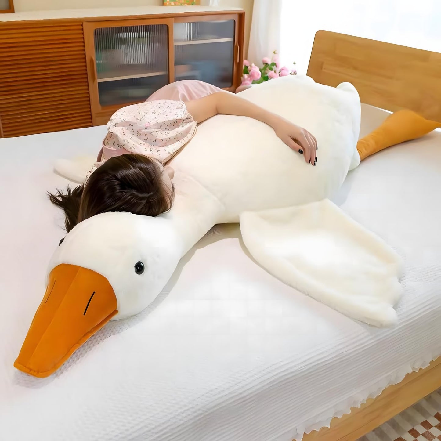 Ryttir Giant Goose Plush 63-Inch - Extra Soft Hugging Pillow & Nursery Decor