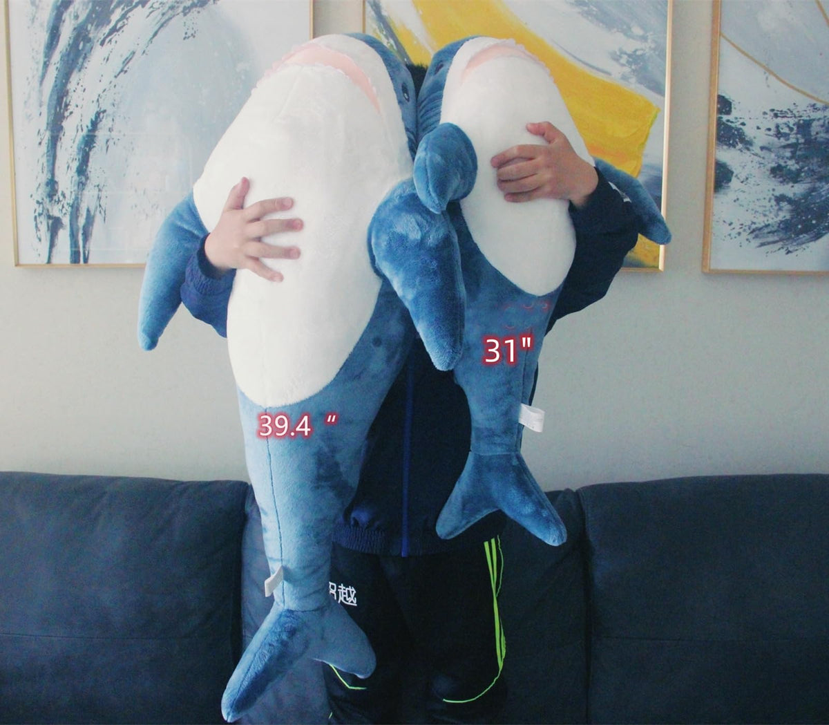 Ryttir 31 Inch XL Giant Shark Stuffed Animal – Soft Shark Plush Body Pillow & Decor
