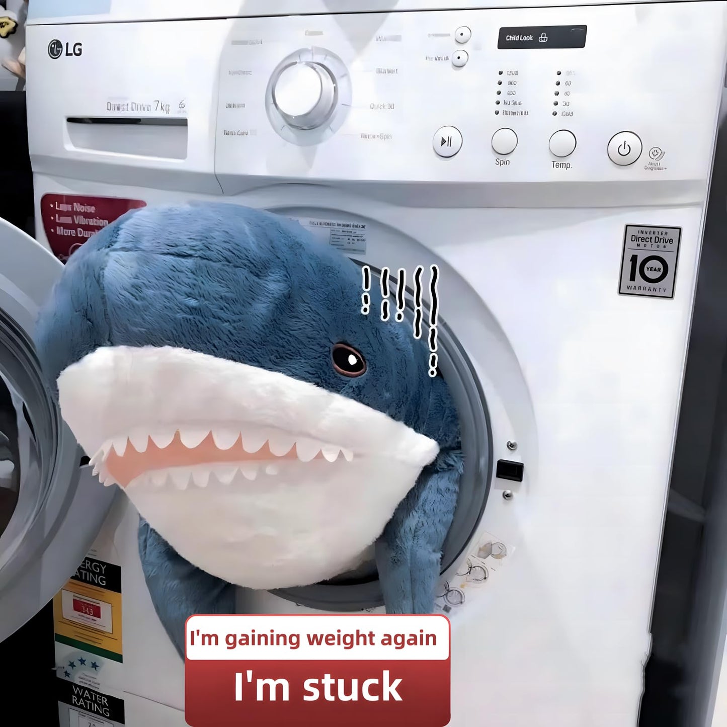 Ryttir XXL 39.4-Inch Chubbier Weighted Giant Shark Plush | Soft Shark Pillow Toy