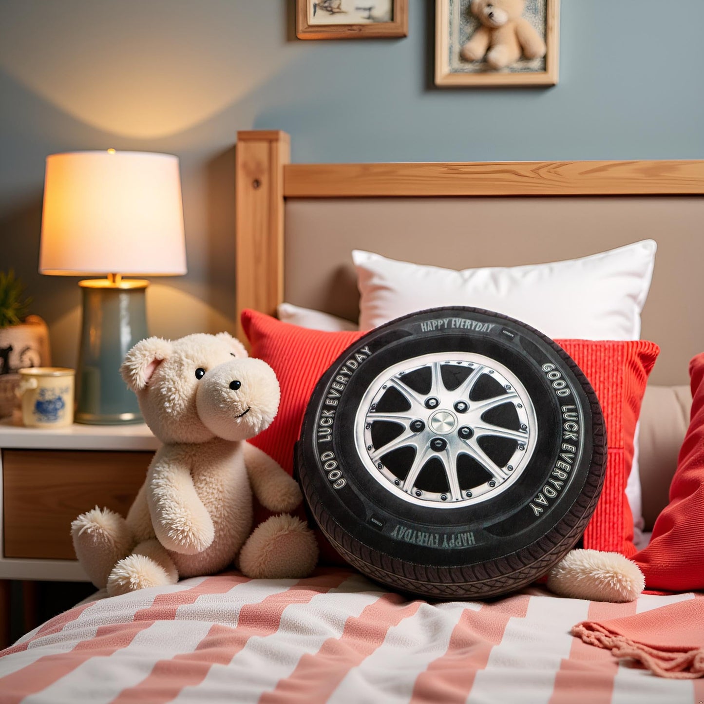 Ryttir 15.7 Inch 3D Wheel Plush Pillow – Soft Tire Cushion for Home, Car, and Office Decor