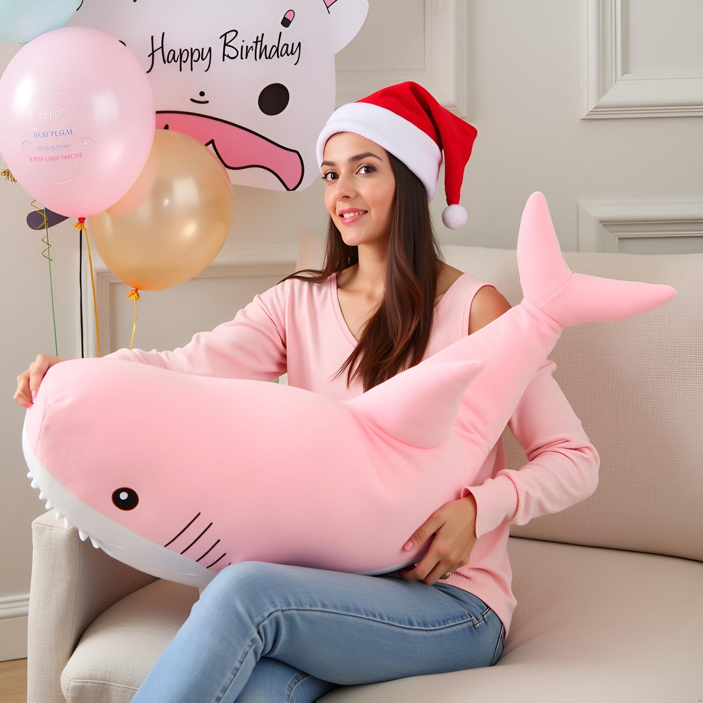Ryttir 39.4 Inch XXL Giant Shark Plush – Soft Stuffed Animal, Body Pillow & Decor