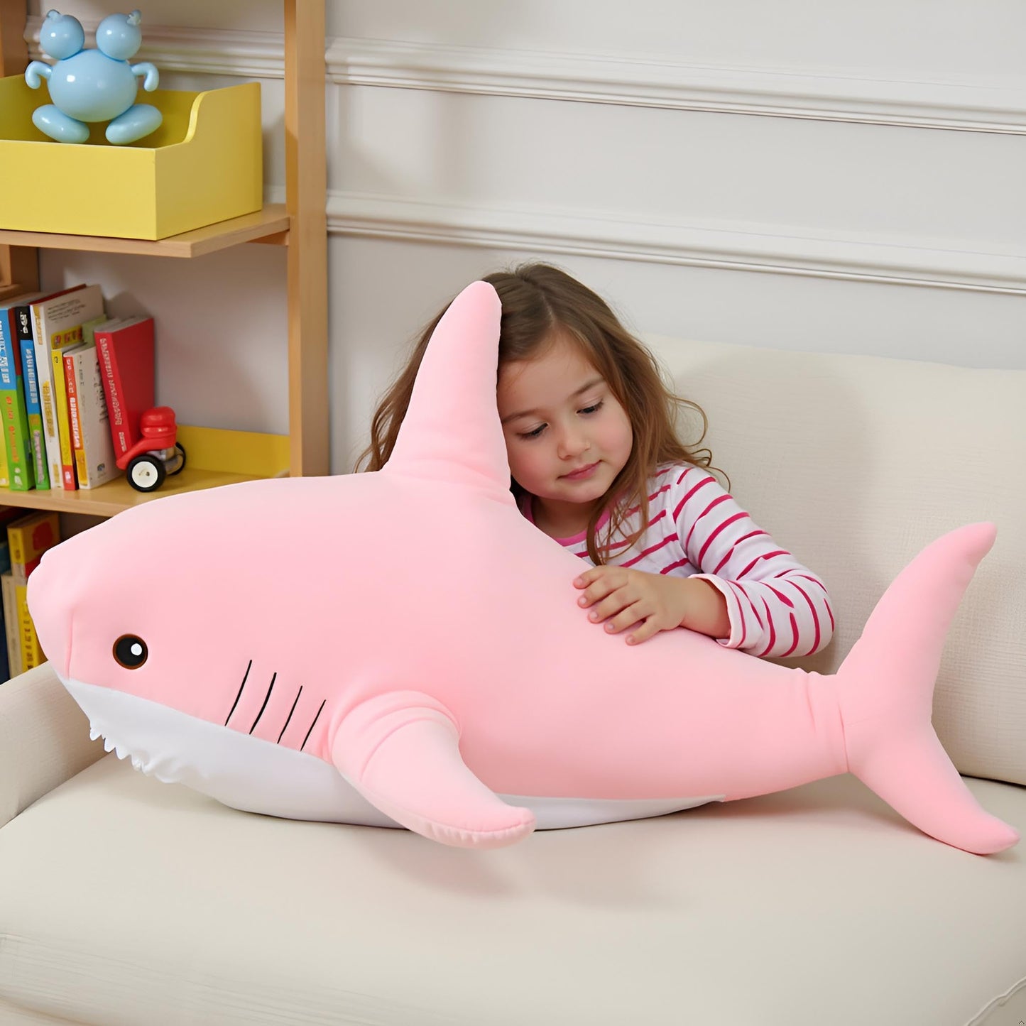 Ryttir 39.4 Inch XXL Giant Shark Plush – Soft Stuffed Animal, Body Pillow & Decor
