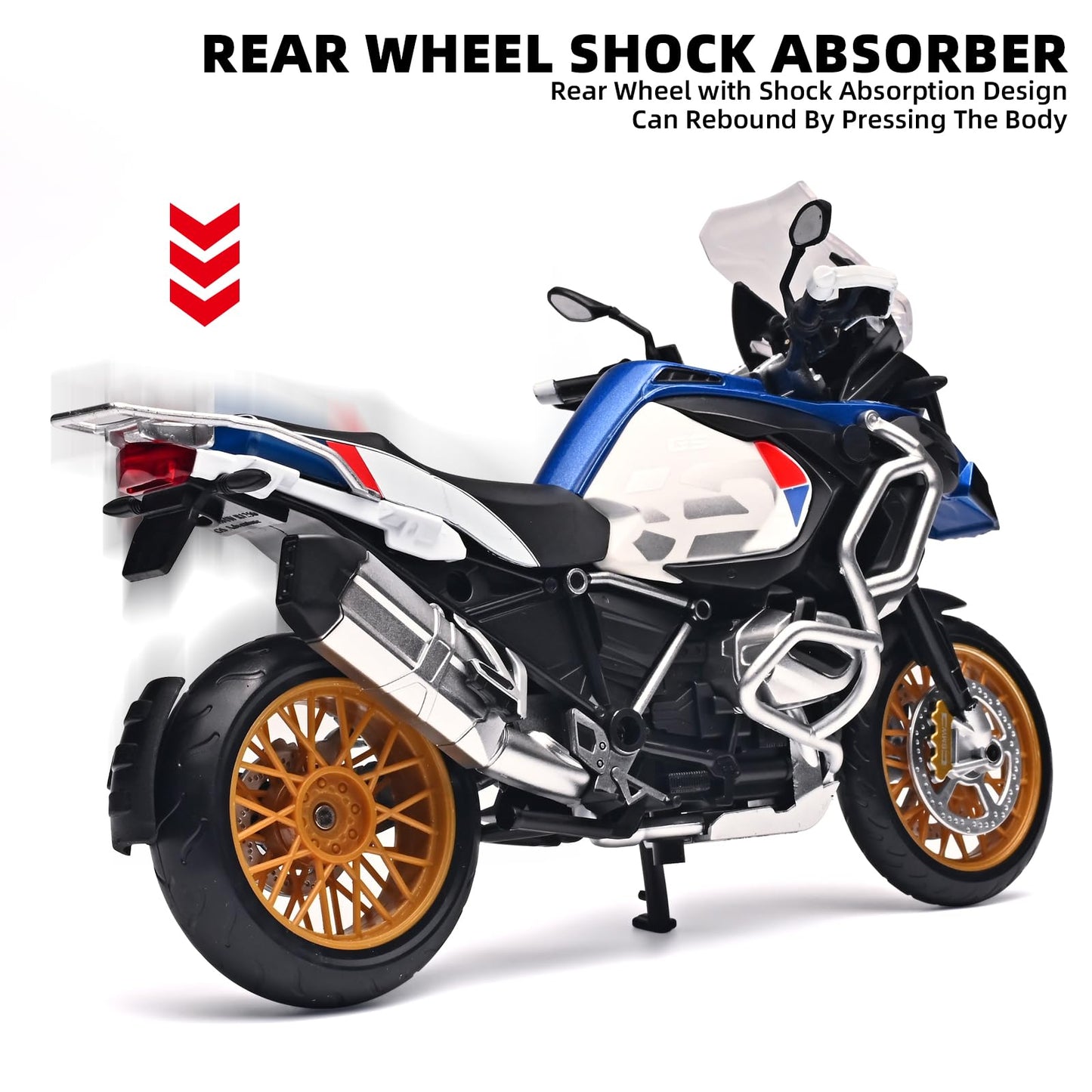 RZAPE Diecast 1/12 R1250 GS ADV Motorcycle Model | Steerable Front Wheel Toy