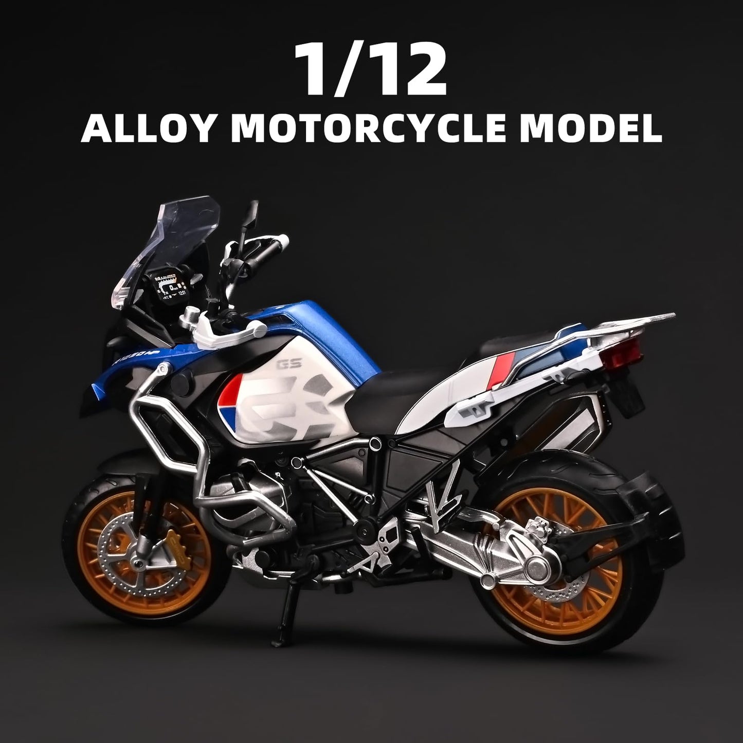RZAPE Diecast 1/12 R1250 GS ADV Motorcycle Model | Steerable Front Wheel Toy