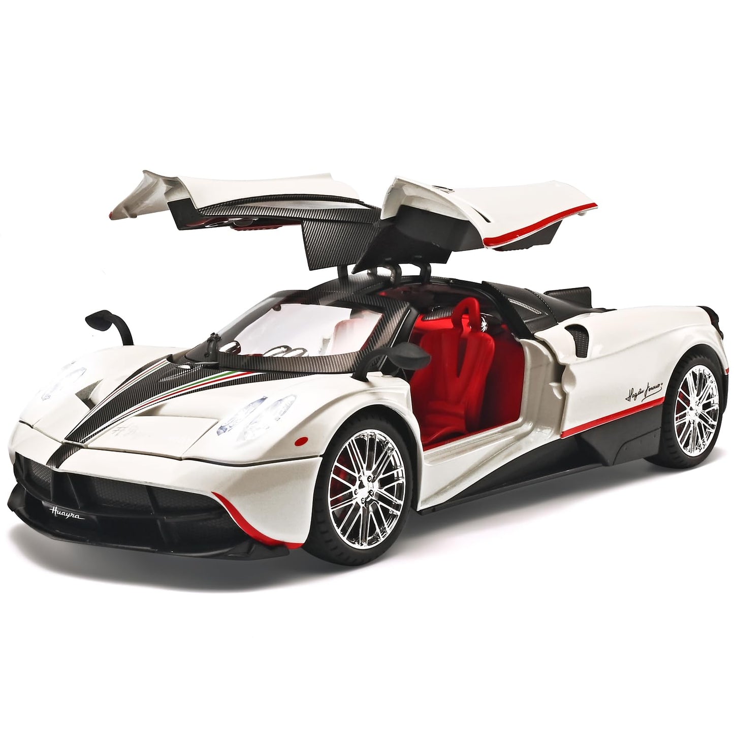 RZAPE Pagani Huayra Dinastia 1:18 Diecast Car – Light & Sound, Pull-Back, White