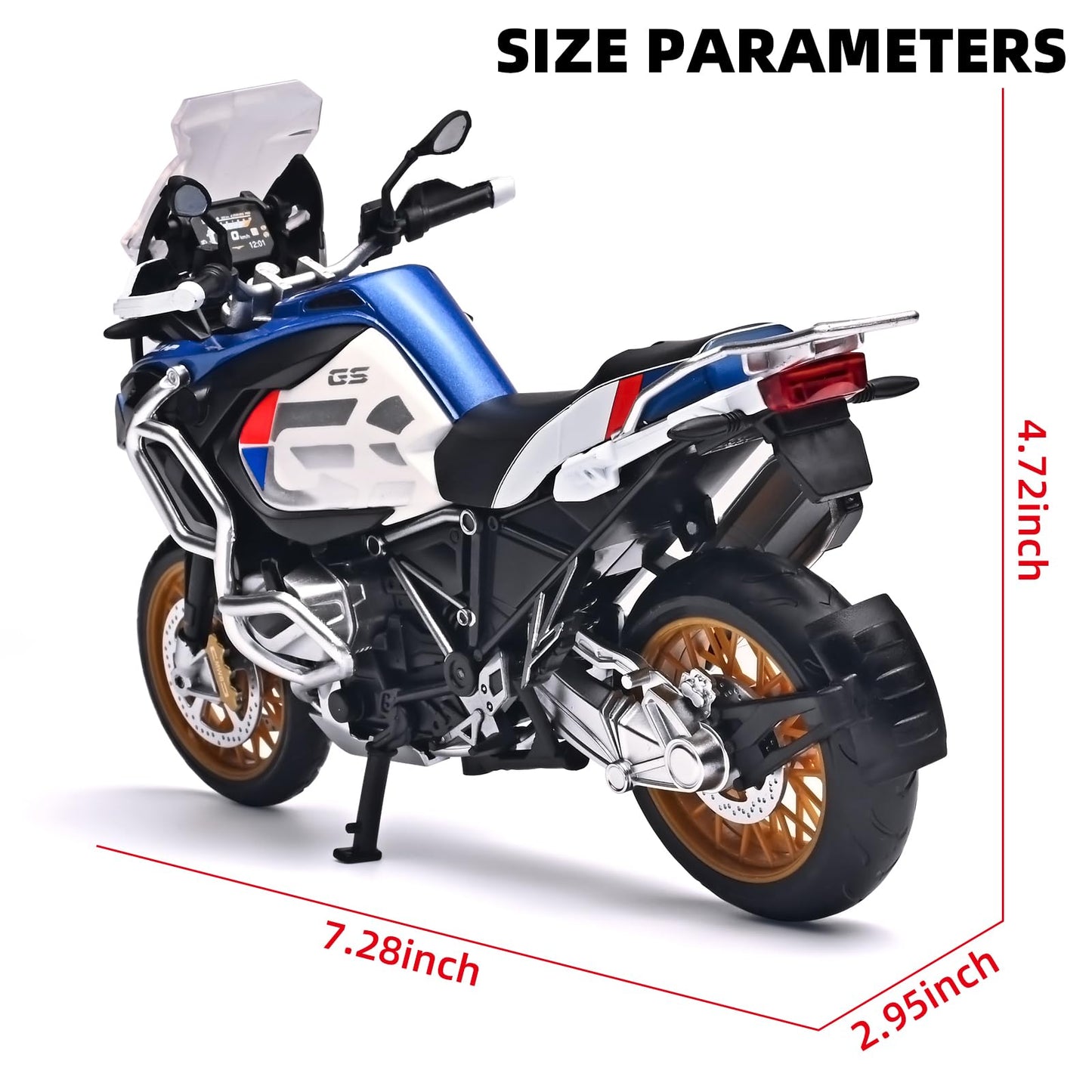 RZAPE Diecast 1/12 R1250 GS ADV Motorcycle Model | Steerable Front Wheel Toy