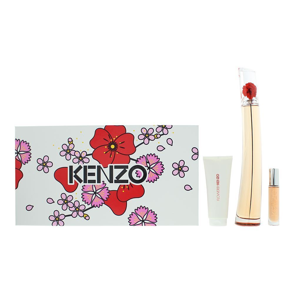 Kenzo Flower by Kenzo L'Absolue Gift Set 100ml EDP + 10ml EDP + 75ml Body Lotion Women's Fragrance
