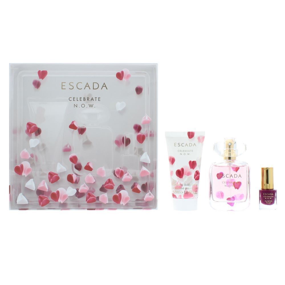Escada Celebrate N.O.W. Gift Set 50ml EDP + 50ml Body Milk + 4.5ml Nail Polish Women's Fragrance