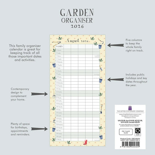 2026 FAMILY GARDEN ORGANISER SQUARE 30cm x 30cm PLASTIC FREE