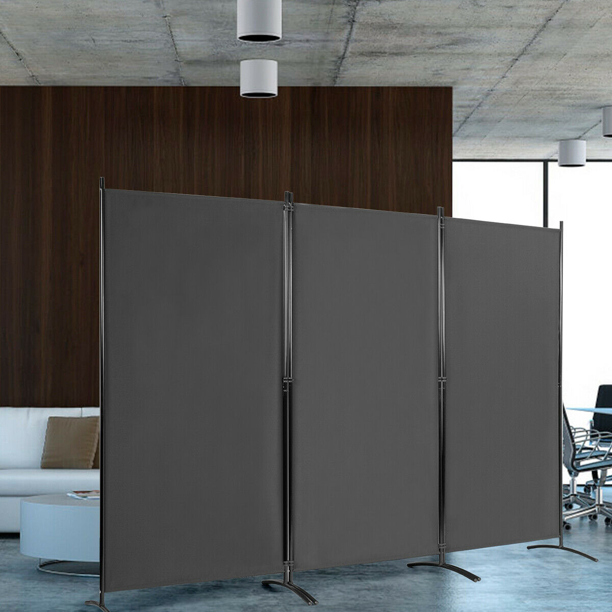 3 Panel Folding Room Divider-Beige