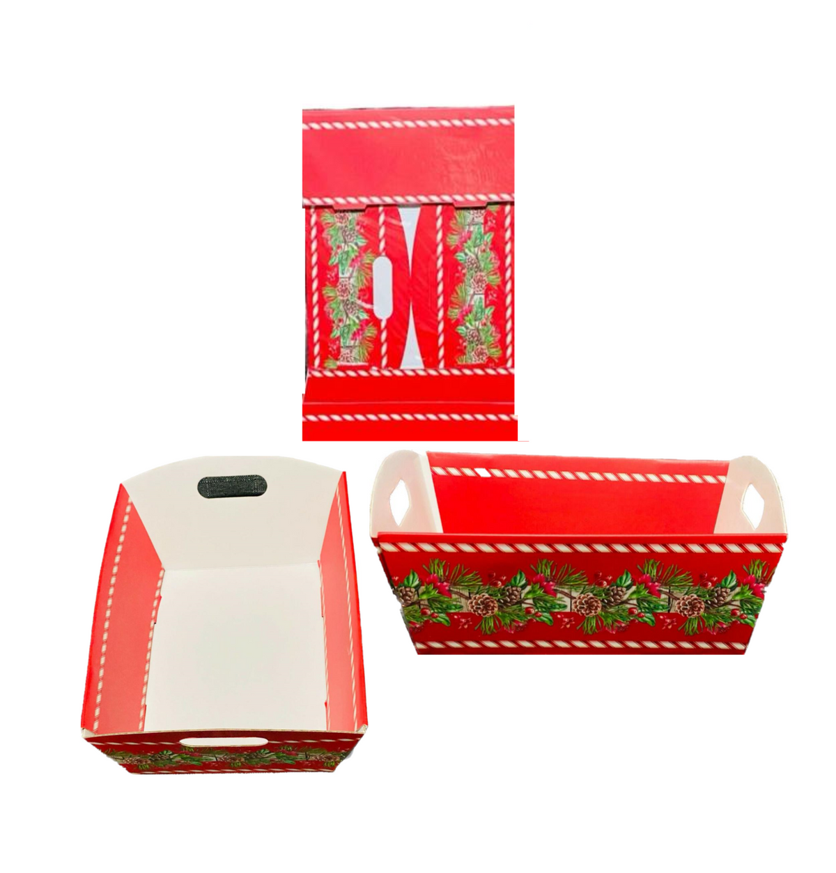 Create Your Own Christmas Print Cardboard Gift Hamper Tray Basket 0ne