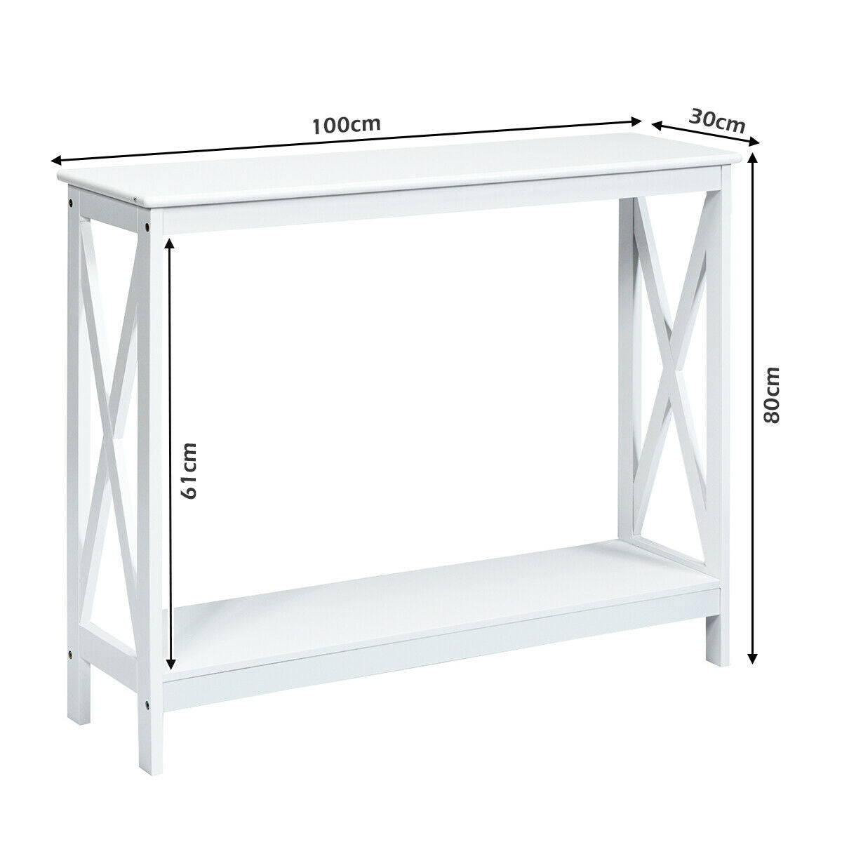 2 Tier Wooden Console Table-Black