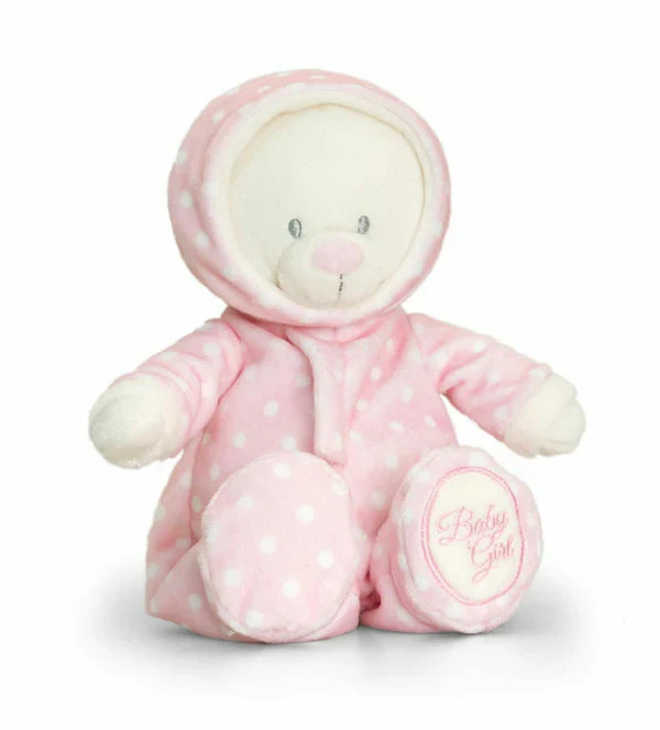 keel 17cm baby bear in romper suit pink