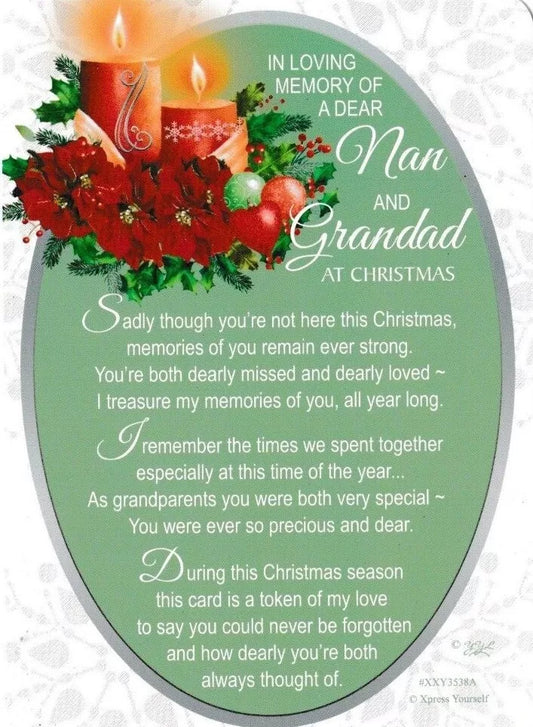 dear NAN and GRANDAD at Christmas memorial grave graveside card memoriam holder