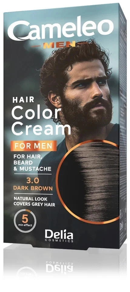 Cameleo Men Hair Color Cream 5.0 Light Brown Ammonia-Free Grey Coverage for Men's Hair, Beard & Moustache