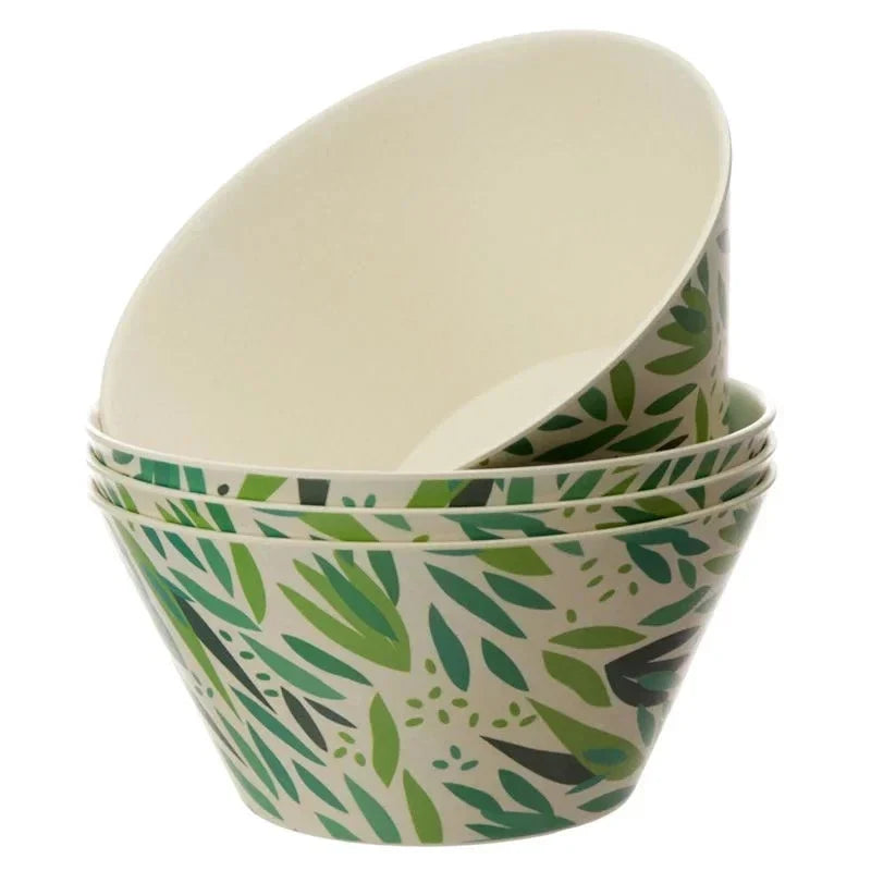 Bowl Set of 4 - Willow, puckator, green and white, small, new, natural