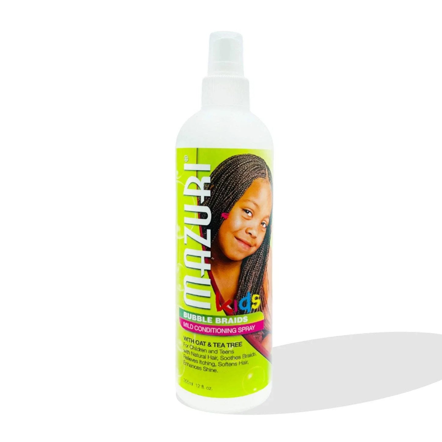 Mazuri Kids Bubble Braids Mild Conditioning Spray: Detangle, Hydrate & Protect Children's Hair 355ml/12 oz