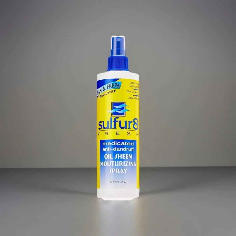 Sulfur8 Medicated Oil Sheen Moisturizing Spray for Dandruff Relief & Shiny Hair 12oz