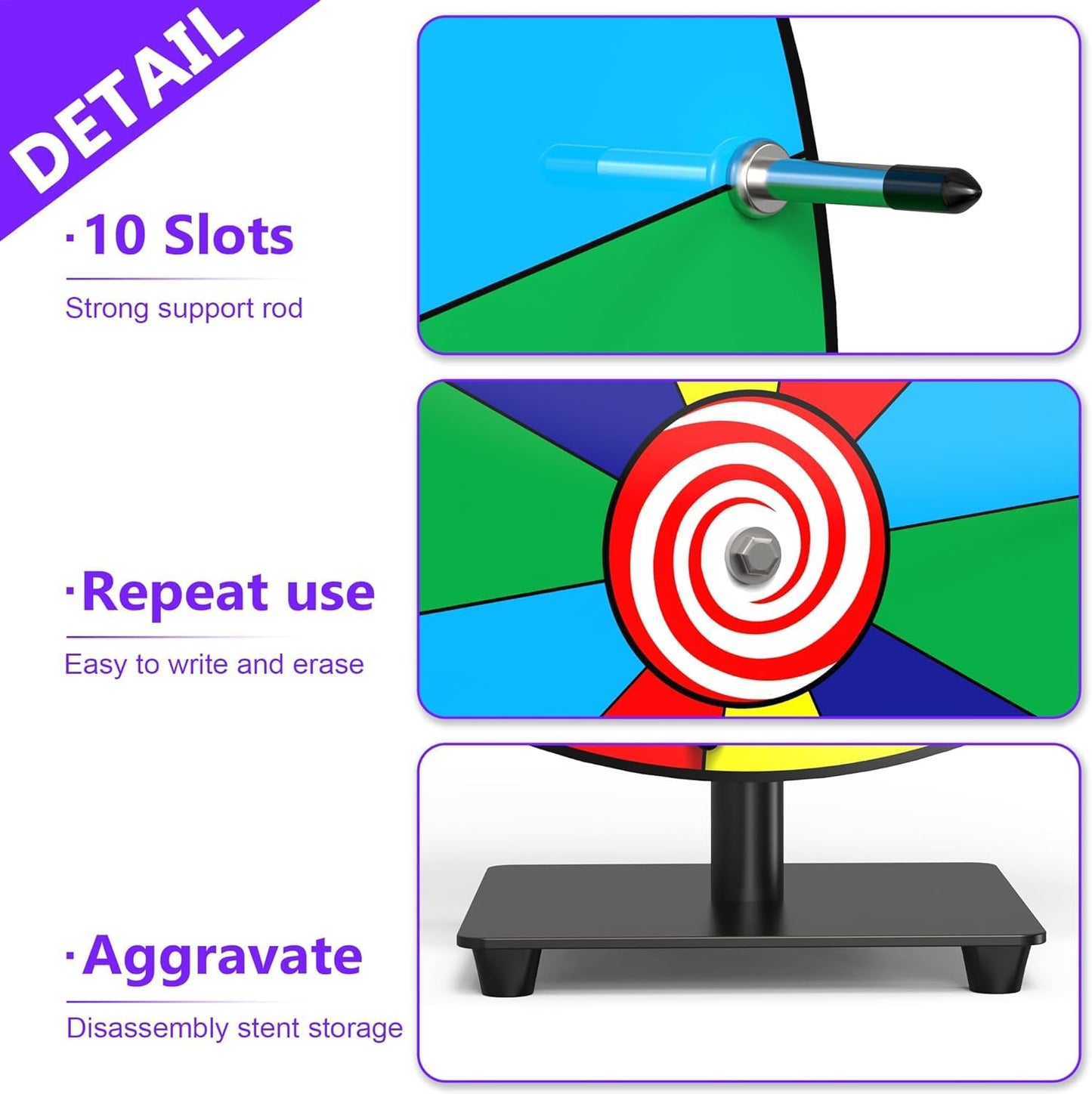 S SKSTYLE 14-Inch Spinning Prize Wheel | 10 Slots Tabletop Roulette for Events