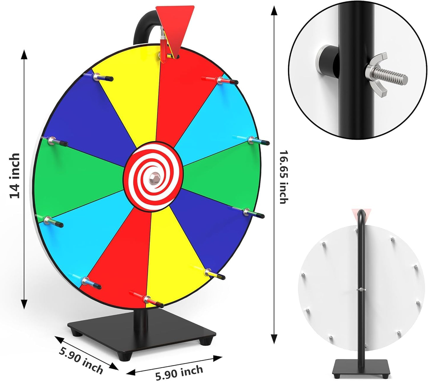 S SKSTYLE 14-Inch Spinning Prize Wheel | 10 Slots Tabletop Roulette for Events