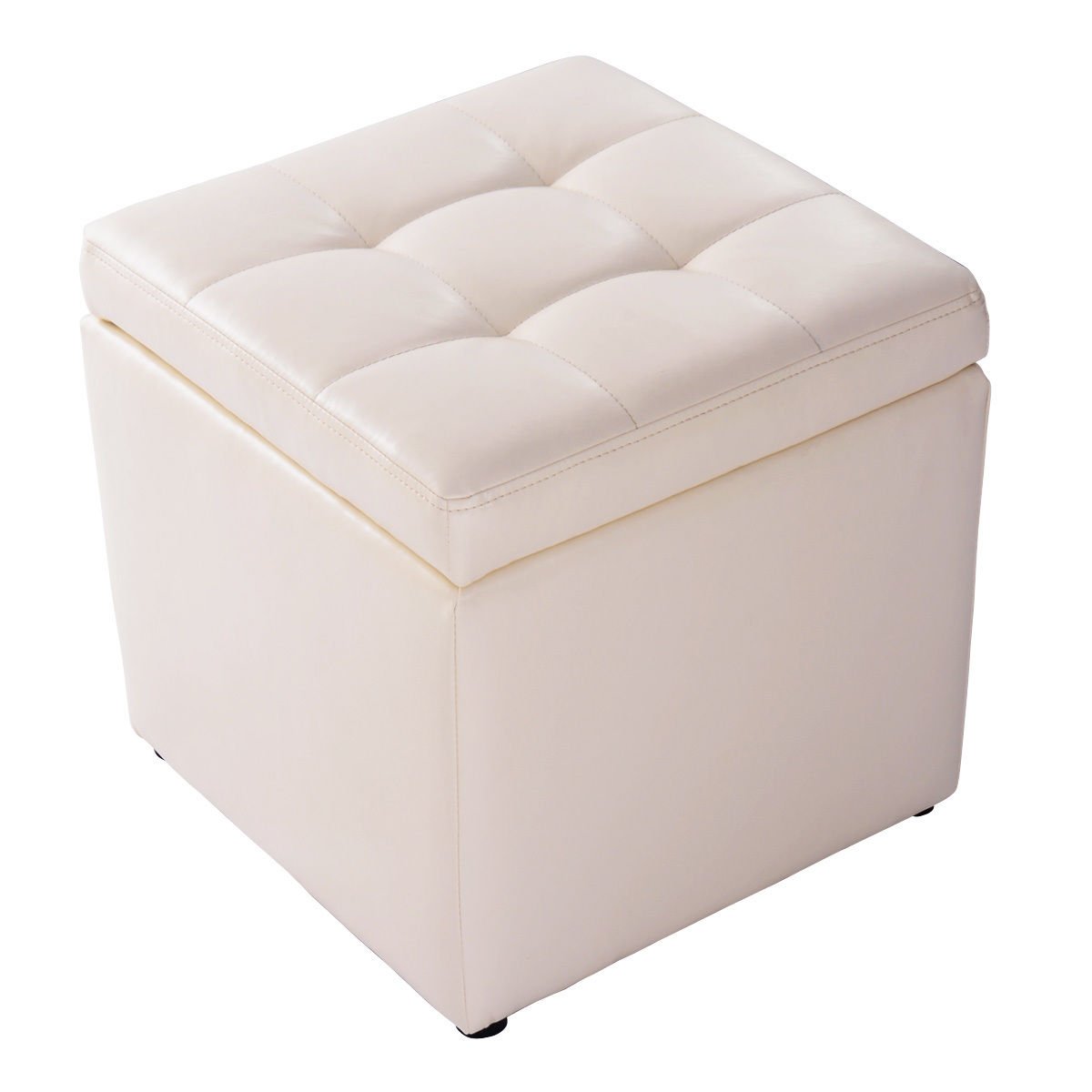 Foldable Cube Ottoman Pouffe Storage Seat-Black
