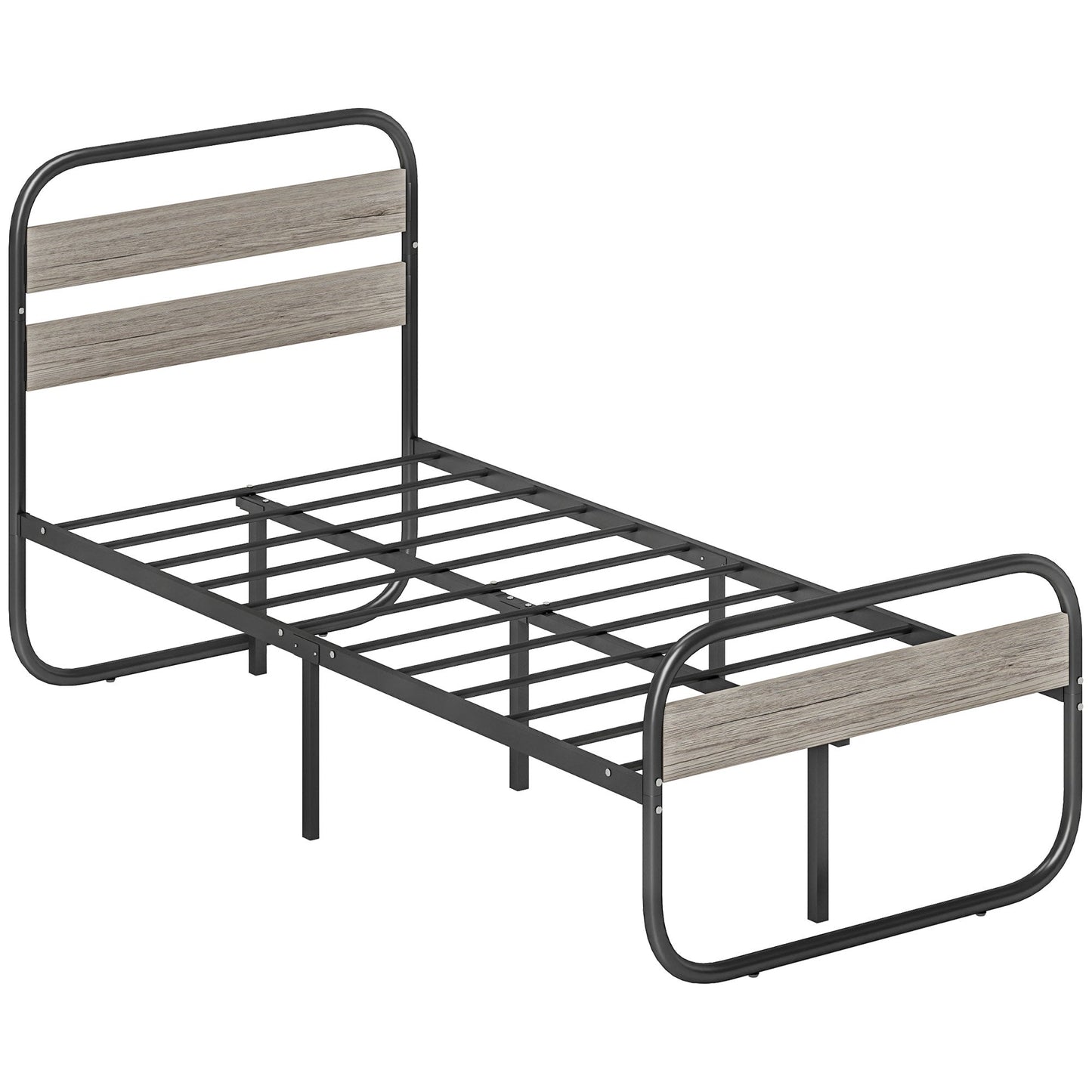 HOMCOM 3ft Metal Platform Single Bed Frame with Under Bed Storage