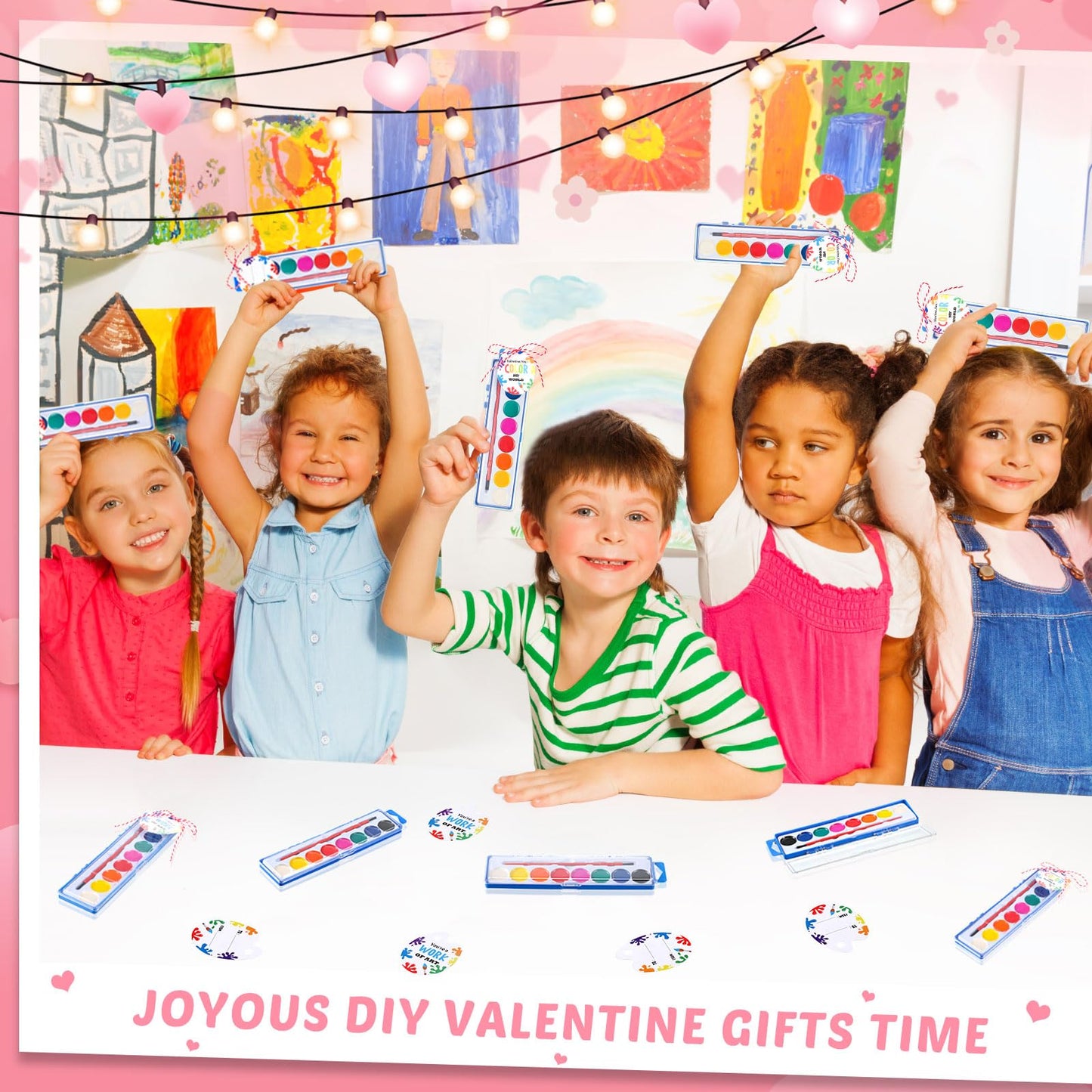 Sabary 30 Pack Watercolor Paint Set with Cards & Rope – Washable Kids Art Supplies for Parties