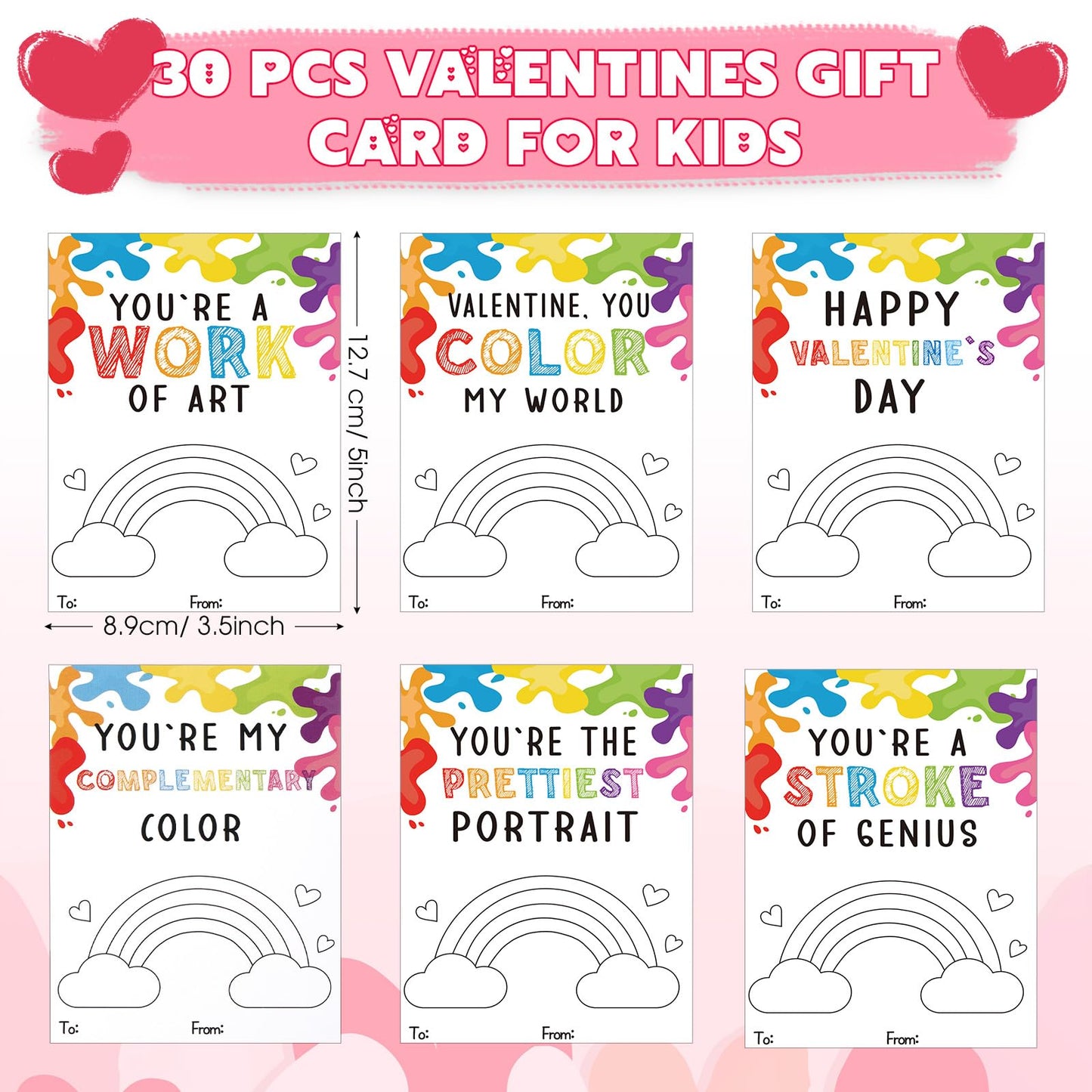 Sabary 36 Pack Valentines Day Watercolor Paint Sets with Gift Cards – Classroom Prizes & Party Favors